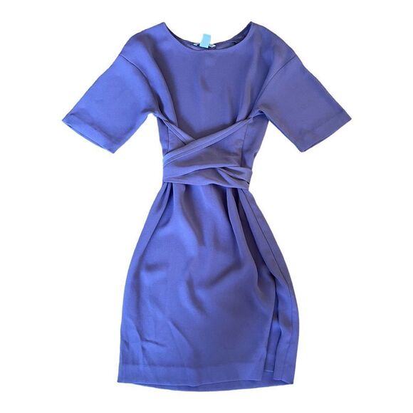 H&M Purple Wrap Waist Size 6 Short Sleeve Knee Length Dress Contemporary Modern - Picture 7 of 7